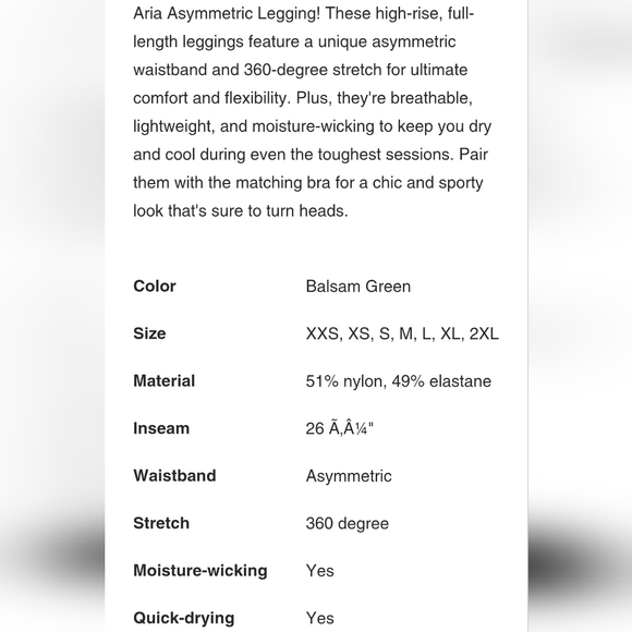 Bandier Aria Asymmetrical Leggings Size XS Balsam Green - Picture 5 of 12